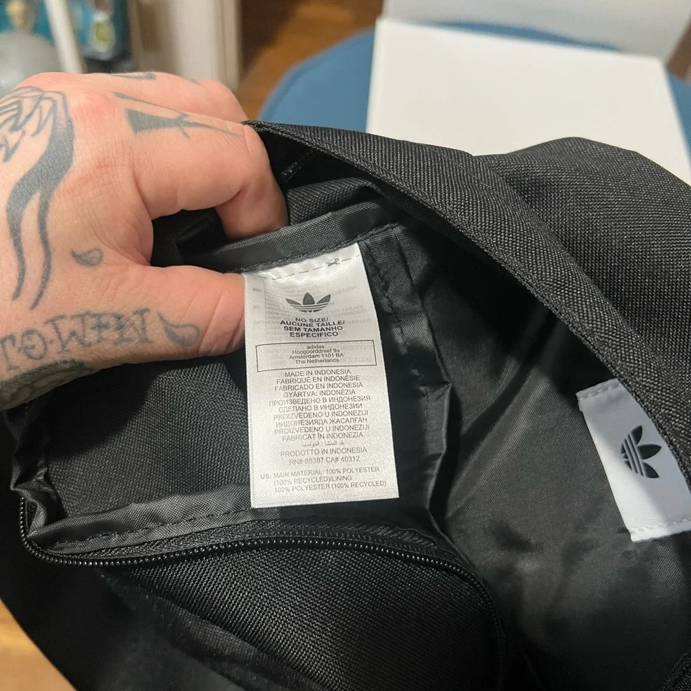 adidas Black Mini Backpack with White Trefoil - Picture 4 of 6